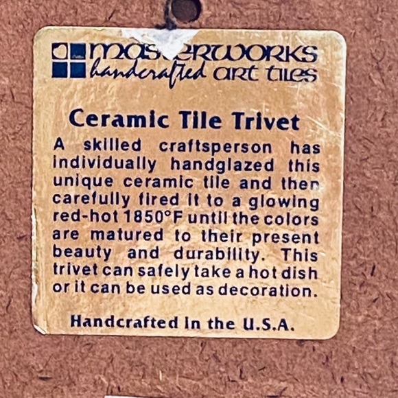 ๐HP๐VTG 1990s Masterworks Arts Ceramic Tile Moose Trivet - Picture 4 of 4